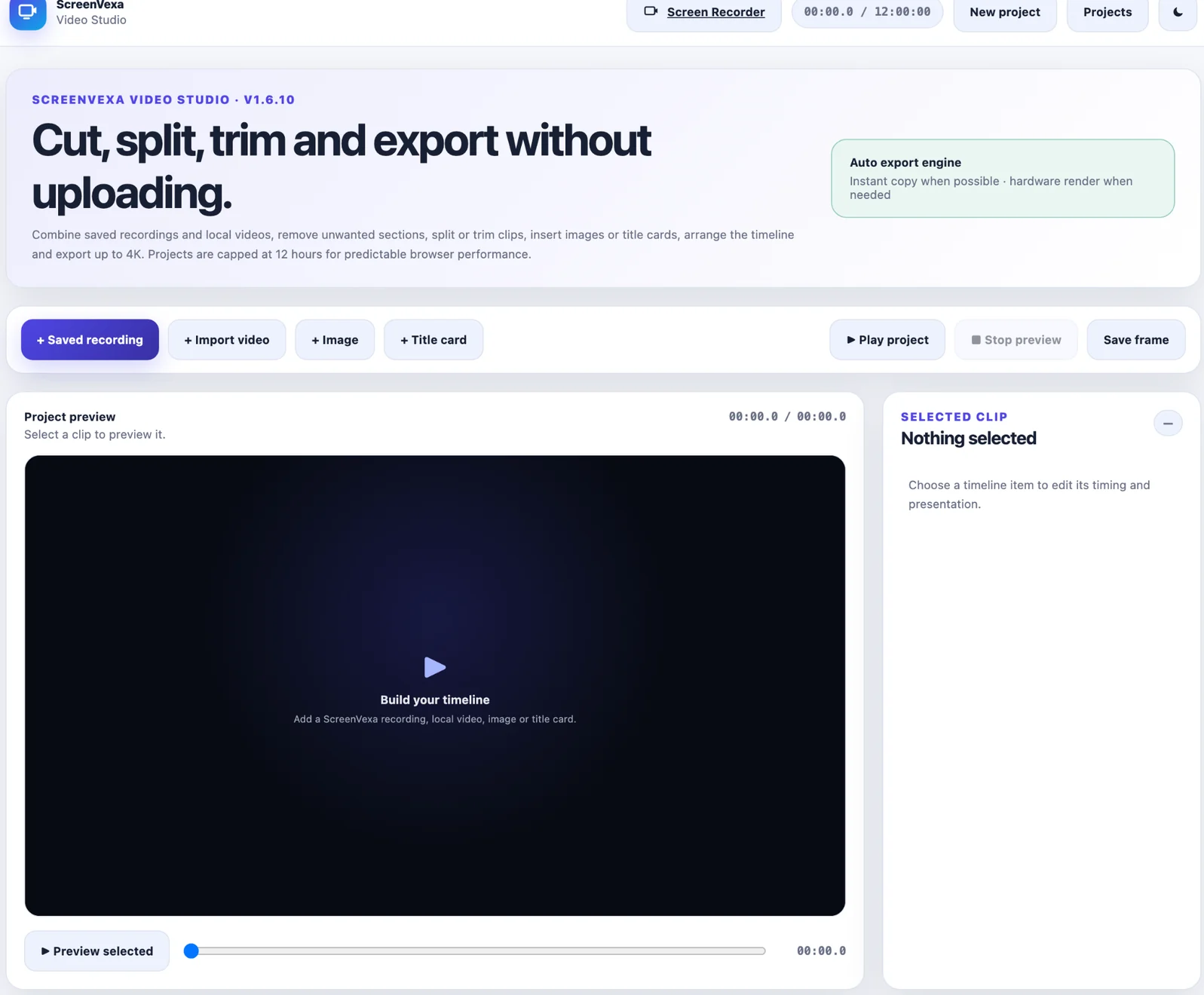 ScreenVexa Video Studio timeline