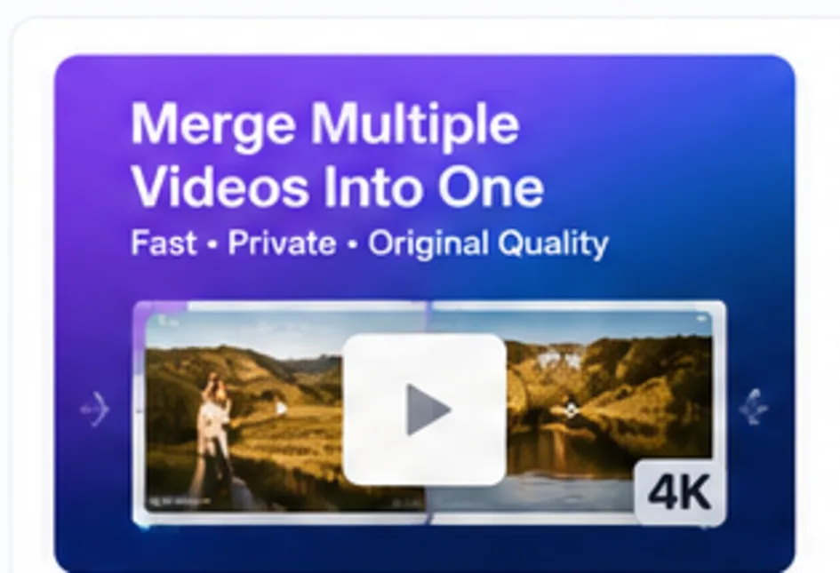 ConvertBuddy promotional illustration for merging multiple videos while preserving original encoded quality when compatible